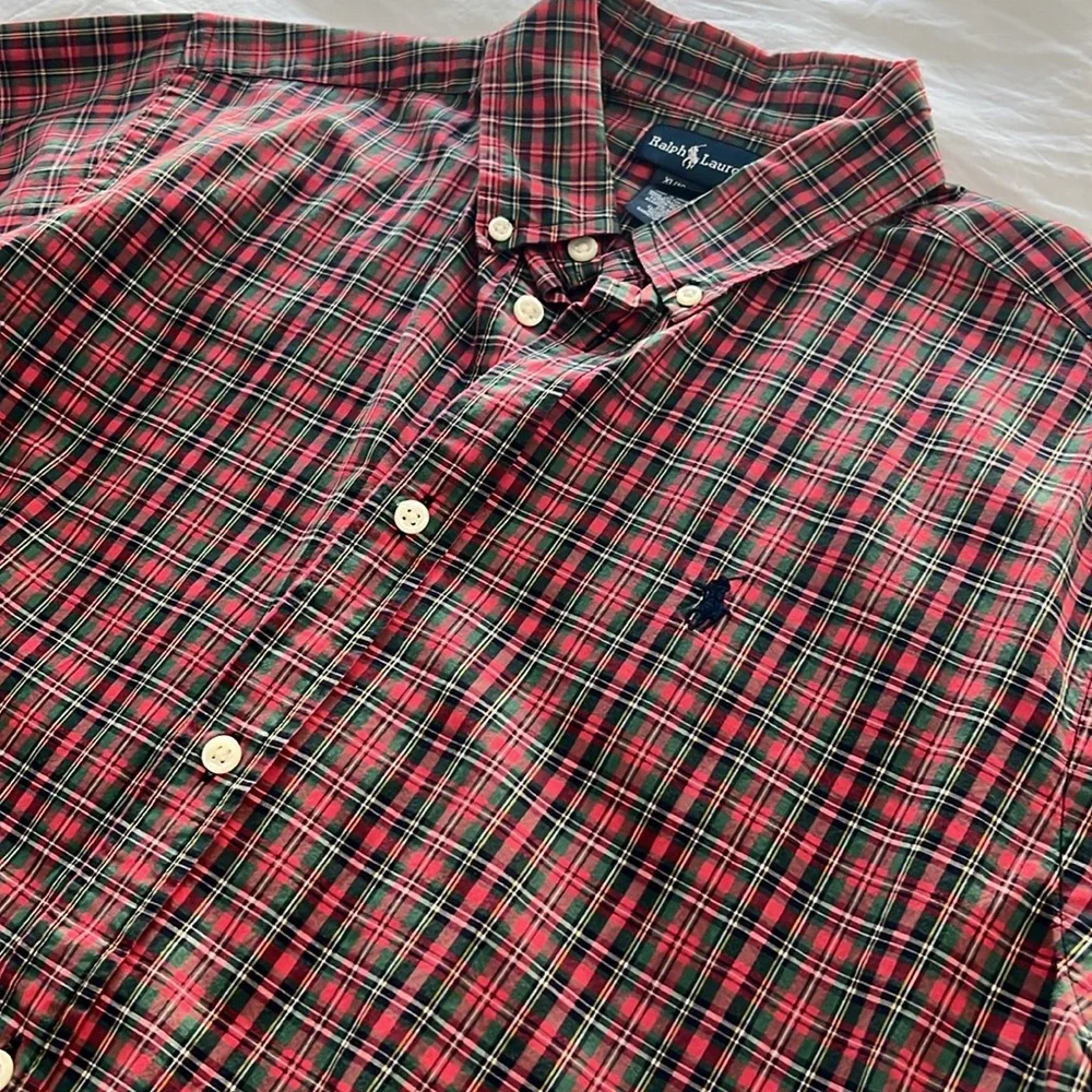 Ralph Lauren Boys Red Plaid Button-Down Shirt